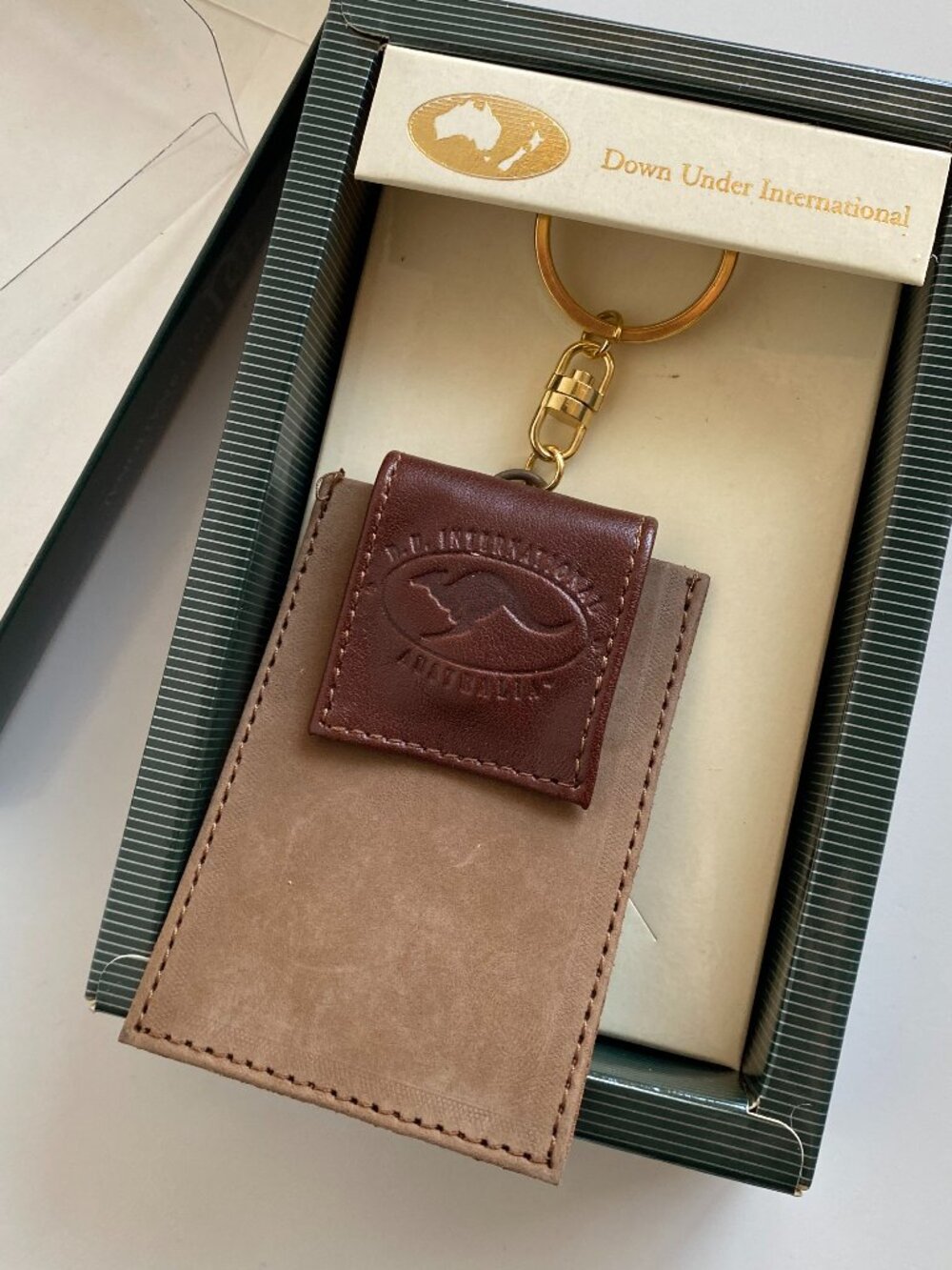 Vtg Down Under Int. Leather Keychain Pouch Handcrafted Designer Collection Aust